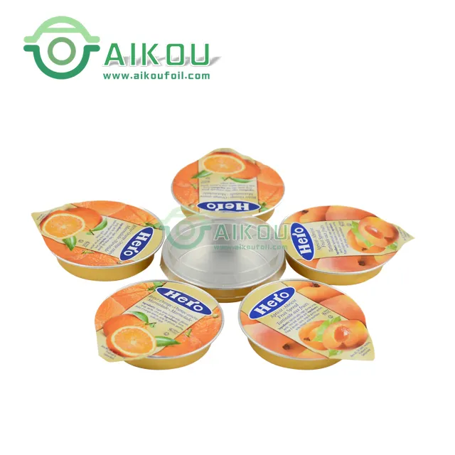 Mini thermoforming cup fruit jelly jam cup aluminum foil container with sealing film aluminium foil seal jar