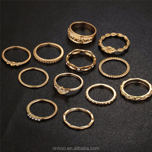 Personality <strong>Boho</strong> Party 12pcs/set Gold <strong>Rings</strong> Twist Rhinestone Geometric Knuckle Finger <strong>Rings</strong> - Product Image 4