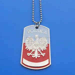 Polish poland eagle metal dog tag necklace