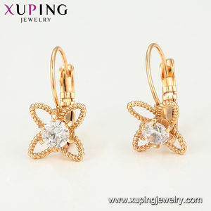 95469 xuping asil 2 gram altın dolgulu küpe, lüks çiçek kolu geri küpe bulguları - Product Image 3