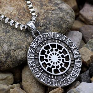 Men's Vintage Viking Pendant Necklace Sun Symbol Slavic Nordic Amulet Wholesale <strong>Pagan</strong> <strong>Jewelry</strong> in Zinc Alloy for Weddings Parties - Product Image 5