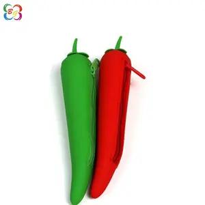 Promotional Cheap Customized Pepper Shape Silicone Pencil Case Bag