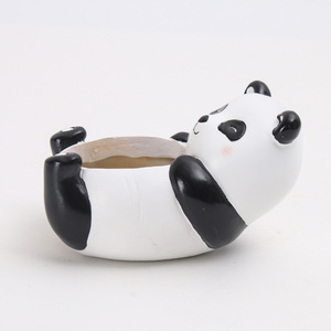 Roogo Creative Art Artisanat Sourire Panda Forme Succulent Planteur Pot Résine Décoration De Bureau Pots De Fleurs pour La Maison ou Le Jardin Cadeaux - Product Image 4