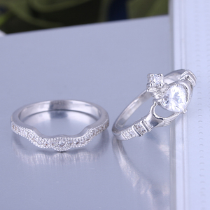 Bague en <span class=keywords><strong>argent</strong></span> en zircone cubique en forme de coeur plaqué rhodium <span class=keywords><strong>Claddagh</strong></span> Design Style mignon pour la fête de mariage CMA certifié acheter en ligne - Product Image 3