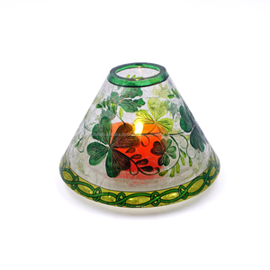Soplado a mano crackle multicolor se desvaneció gran base de vidrio sostenedor de vela - Product Image 2