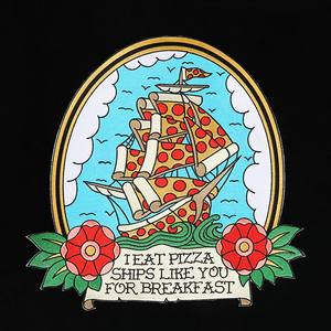 Colorful Pizza Ship Full Embroidery Patch Back Patch Big Size 12 Inches