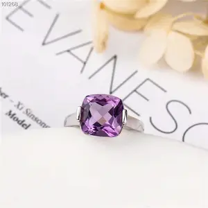 China gemstone factory wholesale jewelry 925 sterling silver elegant natural amethyst ring for women