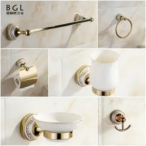 Bathroom Accessories Set 11800 6pcs Gold Ceramic Bathroom Accessories Set