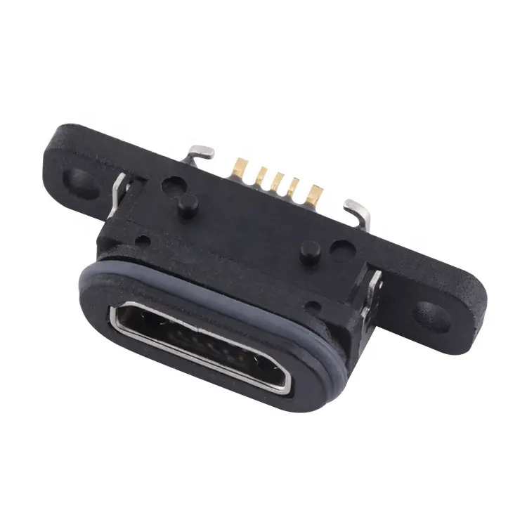 Manufacturer Micro USB 5Pin Watertightness Socket Horizontal Type Ip68 Waterproof Connector