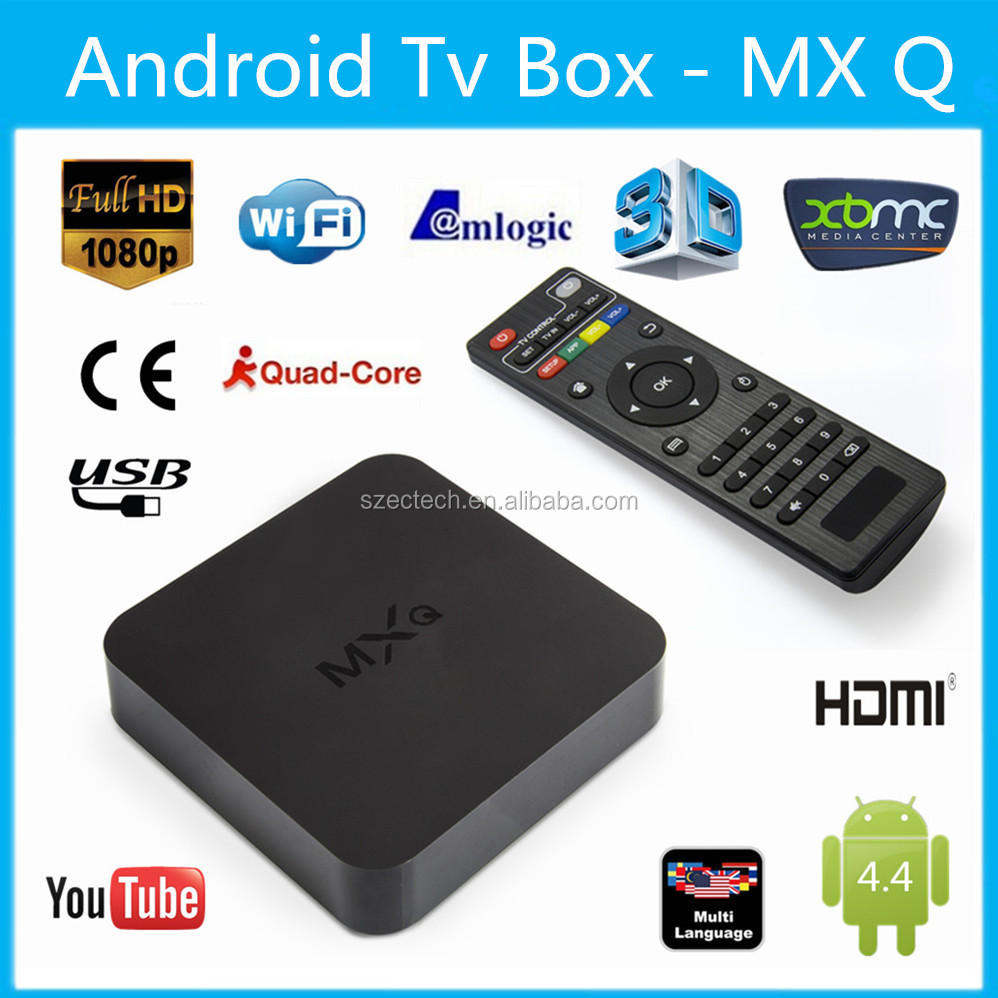 2015 New MXQ Box Android 4.4.2 Amlogic S805 Quad Core Full HD 1080 P OTT Tv Box MXQ pris en charge xbmc, Skype, E-mail, Msn