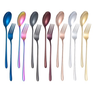 <span class=keywords><strong>Ensemble</strong></span> <span class=keywords><strong>de</strong></span> cuillères fourchettes et cuillères, 2 pièces, en acier inoxydable, titane et or - Product Image 1