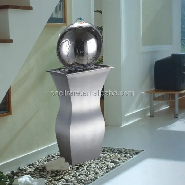 Indoor and outdoor decoration stainless steel hollow sphere water fall fountain with led light stainless steel ball