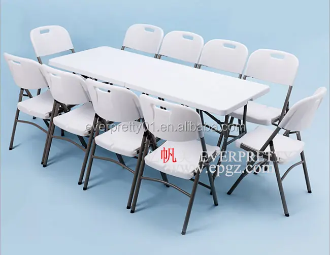 High Quality Restaurant Furniture Plastic 10 Seaters Table & Chair With Everpretty Customized