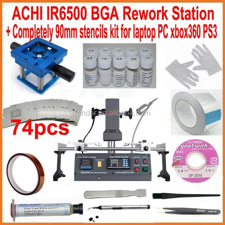 ACHI IR6500 dark IR BGA rework station motherboard reballing soldering station +74pcs 90mm bga stencils 20 free gift