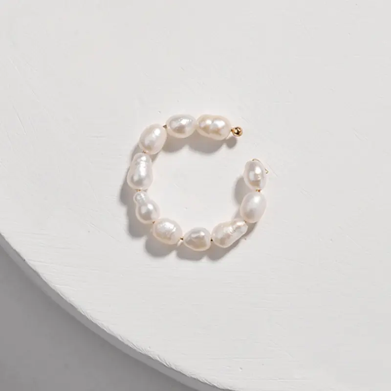925 Sterling Silver naturale perla d'acqua dolce orecchino polsino perla barocca filo orecchini anelli perline orecchino Clip