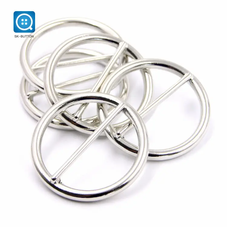 Su ordine di disegno semplice argento di alta qualità in lega di zinco del metallo anello di materiale rotondo fibbie per cinture per il cappotto