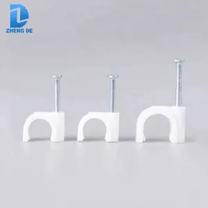 Clips de câble électrique rond, 5 pièces, en plastique, avec clou