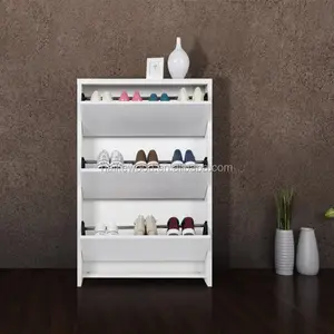 Armoire à chaussures Rack de rangement Placard 3 compartiments Unité Range Stand MDF