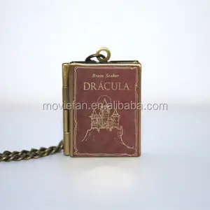 Dracula Book Locket Necklace keyring silver & bronze tone VISION 6