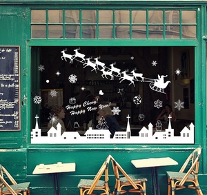 Décorations de Noël en vinyle pour vitrines de magasins, autocollants muraux pour les fêtes - Product Image 1