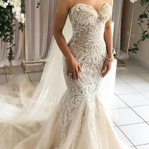 Robe de mariage 2021 women bridal dress mermaid wedding gown sleeveless plus size bridal gowns open back wedding dress