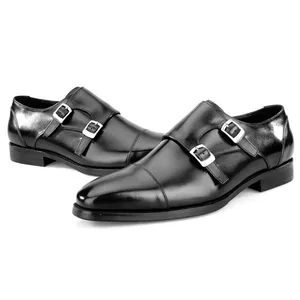 Chaussures élégantes à lanières en Double monque pour hommes, mocassins masculins, habillement formelle, vente en gros,