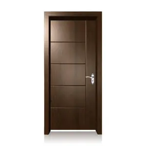 现代胡桃木实心核心室内房门深色木门设计预挂门用于房屋