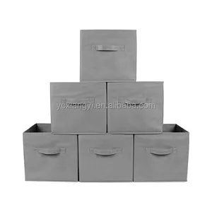 Organizer Storage Fabric Storage Bin With Handle Foldable Closet Organizer Container Basket Bins Fabric Set Of 6 Cube Storage Boxes With Dual Handles