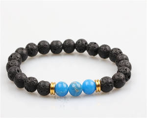 HSQ pierre de lave d'énergie volcanique pierre chakra sept coloré Bouddha perles bracelet pour la vente en gros - Product Image 5