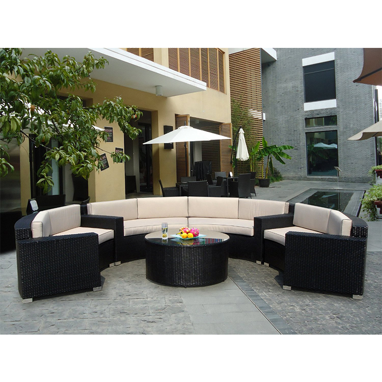 Outdoor furniture foshan dreamlike furniture Patio Wicker semicircle sofa cum bed