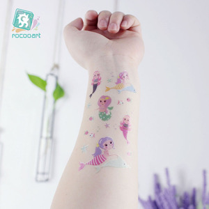 Nuovo disegno della sirena del tatuaggio temporaneo impermeabile del disegno della principessa della ragazza del pesce del fumetto piccolo adesivo del tatuaggio per le ragazze dei bambini - Product Image 4