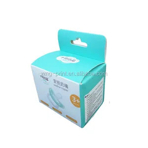 Custom made printed full colour matt surface baby nipple packaging box with hanger