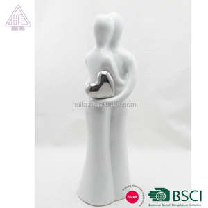 Décoration de mariage sculpture de couple <span class=keywords><strong>danseuse</strong></span> artisanale en céramique, galvanoplastie argentée - Product Image 4
