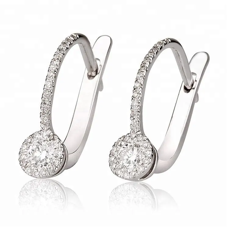 Diamant or véritable 18 k bijoux serrure anglaise boucle d'oreille