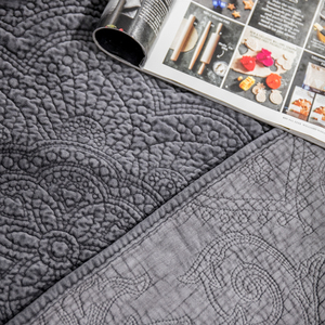 Colcha en relieve de terciopelo y algodón 100%, cómoda colcha de color gris, juego de sábanas de cama con bordado 3d - Product Image 2