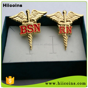 New Arrival Golden Medical Souvenirs 3D BSN Bachelor of Science Nurse Doctor RN Registered Nurse <strong>Custom</strong> Metal <strong>Caduceus</strong> <strong>Lapel</strong> <strong>Pin</strong> - Product Image 3