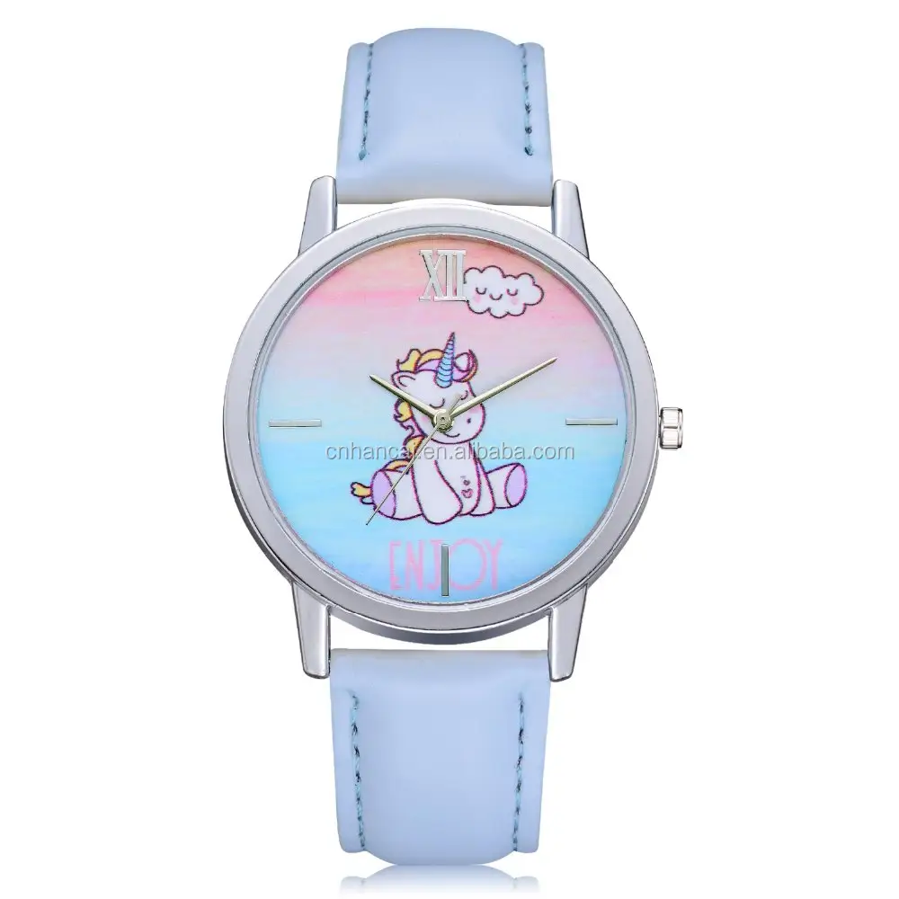 Women's Kid's Cartoon Wrist Watches Ladies Girls Cute Cartoon Unicorn Animal Dial Analog Alloy Quartz Wristwatches Female Clock