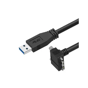 Up Angle Micro B USB 3.0 to USB 3.0 camera Cable with Screw locks