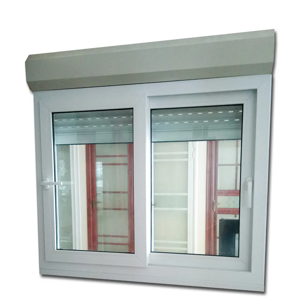 Professional Design Roller Shutters Windows White PVC Frame Window