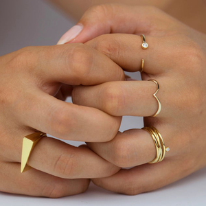 แหวนทองชุบ 18K ดีไซน์เรียบหรู แหวนทองบางเรียบง่ายสำหรับผู้หญิง - Product Image 5