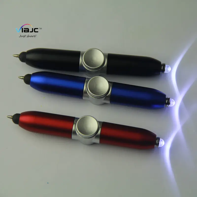 ノベルティミニプラスチックフィンガーフィジェットスピナーフラッシュライトスタイラスタッチペン
