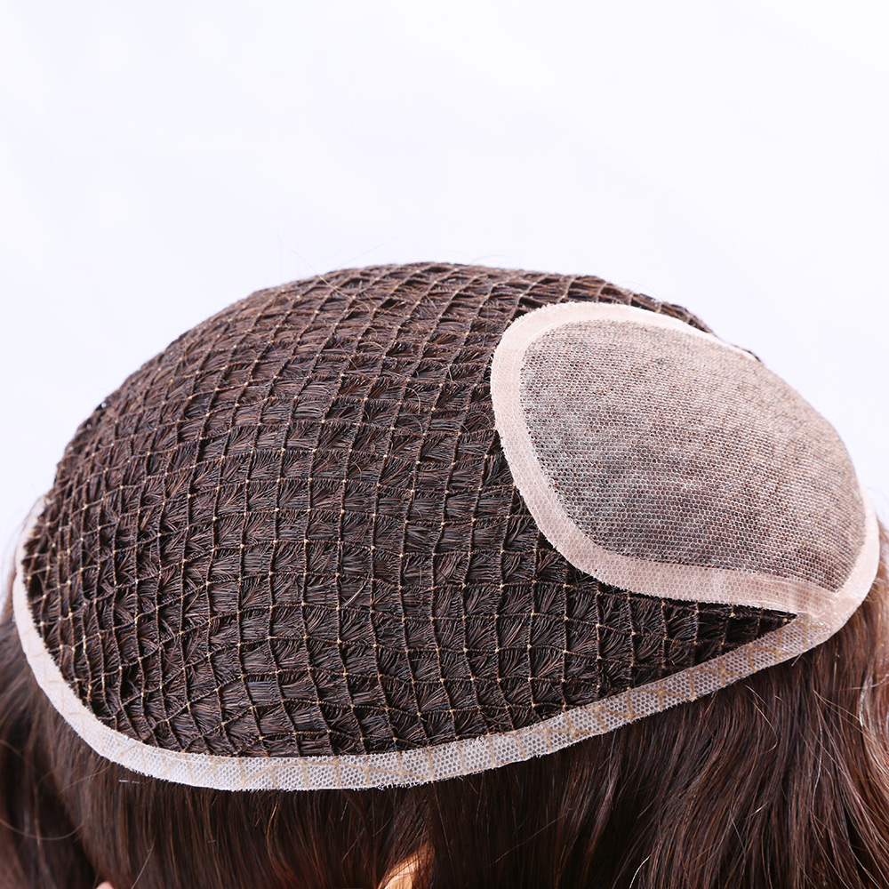 12a Grade cuticle aligned virgin european human hair toppers fish net hair piece