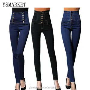 Autunno e inverno moda alta vita dei jeans femminili pantaloni della matita del denim delle donne skinny jeans più il formato 6XL E289