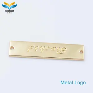 금속 로고 메이커 도매 유명한 금속 의류/의류 양각 브랜드 로고 라벨 바느질
