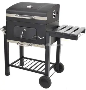 Churrasco de jardim ao ar livre de ferro fundido novo design para assar pizza forno com mesa lateral