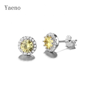 2025 New Arrival Elegant Fine Jewelry <strong>Earring</strong> 925 Silver <strong>Post</strong> Stud <strong>Earring</strong> With Amethyst Yellow Red Cz Stone for Women - Product Image 2