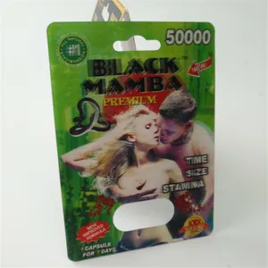 Verde Nero Mamba Rhino 3d di carta pillole carta capsula pacchetto 00 pillola inserto blister