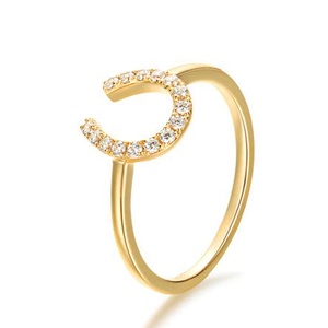 Valeur 925 Cz Sterling Silver Gold Horseshoe Ring anneaux bijoux femmes - Product Image 1