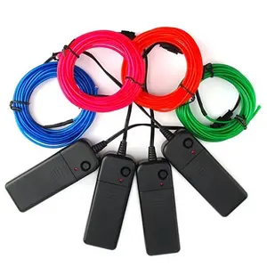 Flexible 3mm EL Wire Neon Light Glow in the Dark Flashing Electroluminescent Wire Customized RGB EL Wire with Battery Pack