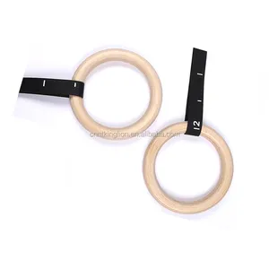 Entraîneurs de suspension en bois flexibles portables personnalisés pour l'entraînement physique et l'anneau de gymnastique d'haltérophilie pour la construction musculaire - Product Image 1